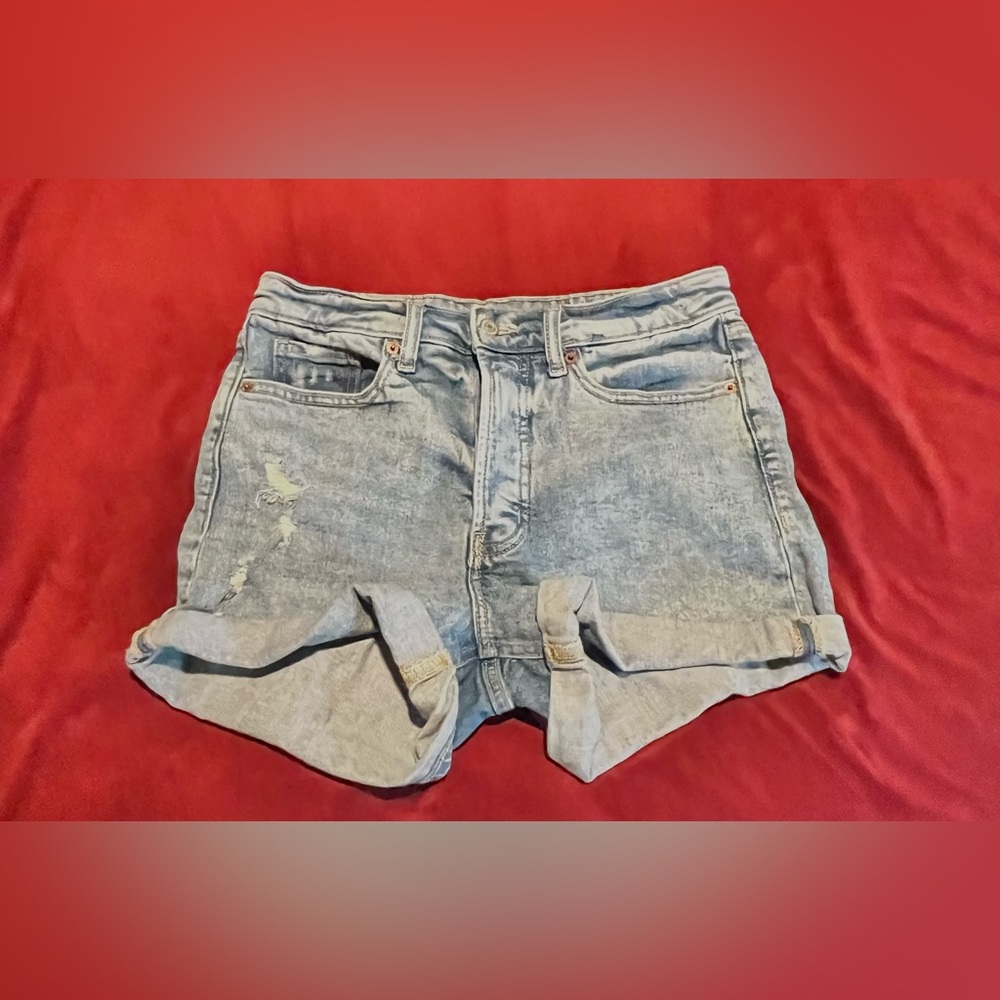 Old Navy High Rise O.G. Straight Cuffed Slightly Distress Jean Shorts